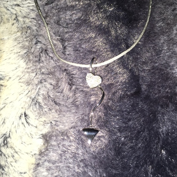 Misaki Crystal and Silver Heart Silk Necklace - Picture 4 of 5